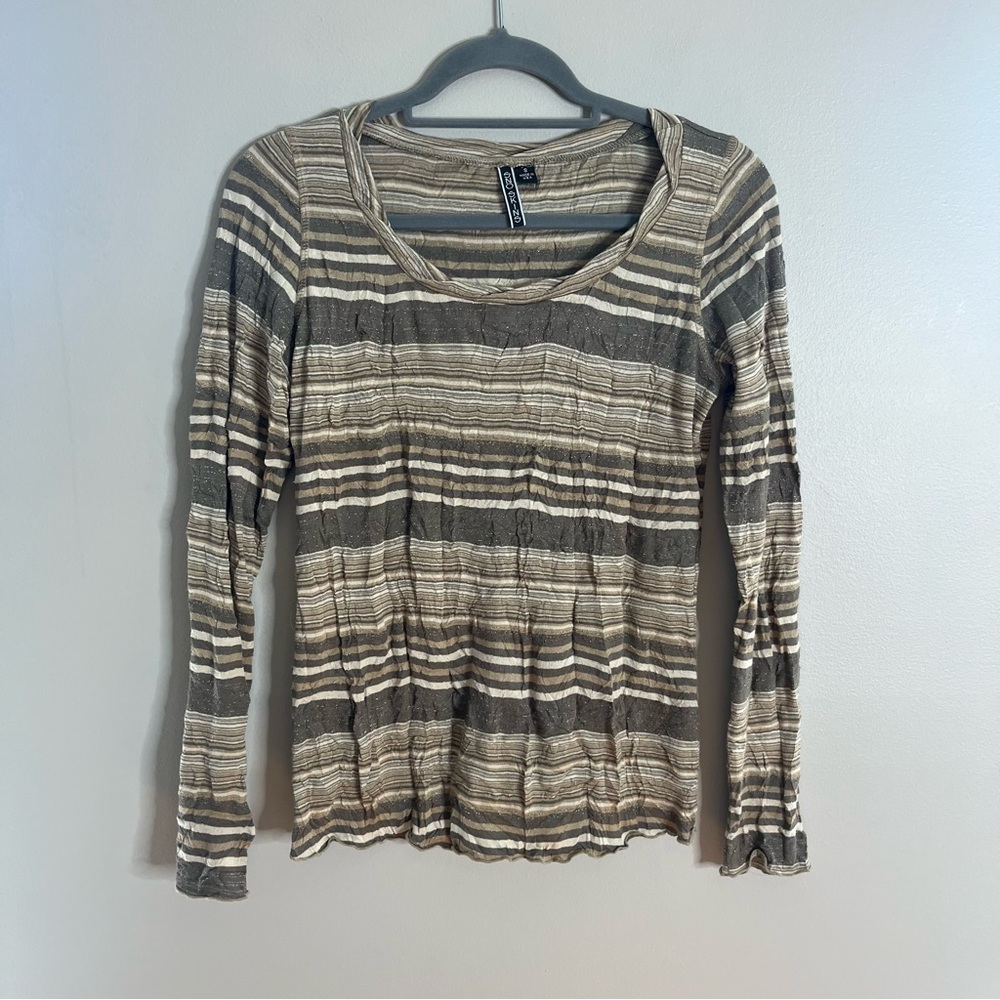 Sno Skins Size Small Basic Round Neck Stripe Brow… - image 1